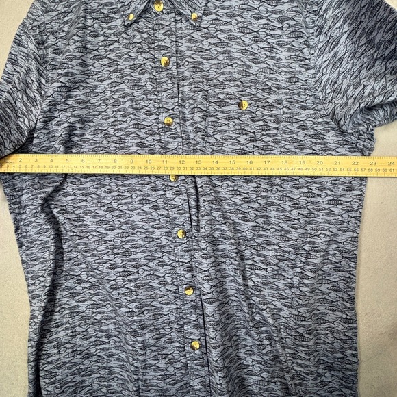 Field & Forest Mens Button Down Shirt XL Blue Bayside Stretch Outdoor Fish Print - Picture 6 of 7